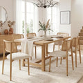 UVV Dining Chairs Set of 6, Metal Kitchen Chairs with Modern Fabric Upholstered for Dining Room, Beige Rattan