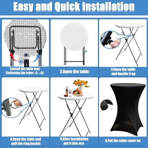 2 Sets 32in Folding Cocktail Tables+Black Cocktail Table Covers