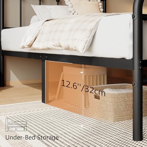 zunatu King Size Metal Bed Frame, Victorian Style Headboard and Footboard