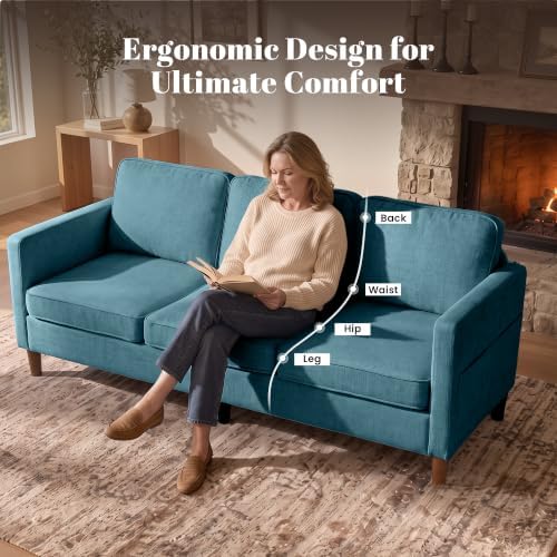 80" Chenille Sofa Mid Century Modern 3 Seater Couch for Living Room Office