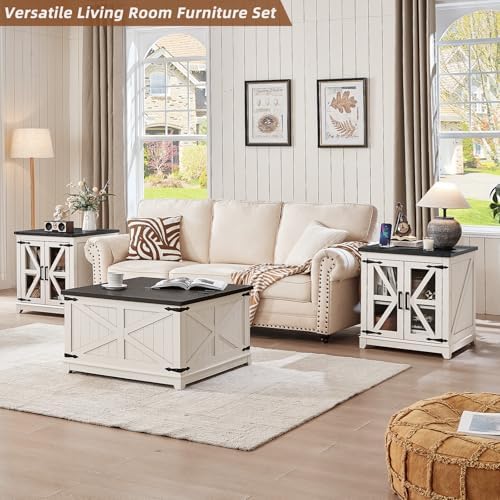 Joaxswe Farmhouse Coffee Table Set 2, End Table and Coffee Table