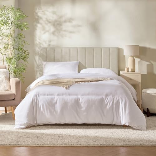 Nestl Upholstered King Headboard - Easy Assemble Channel Stitched Headboard King Size Bed - Wall Mounted Headboards with 3D Soundproof Wall Panels Peel & Stick Floating Headboards, Linen