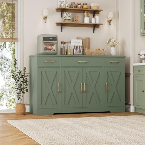 HOSTACK Kitchen Buffet Sideboard Storage Cabinet, Coffee Bar Cabinet, Green