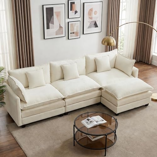 111" Modular Sectional Sofa, L Shaped Cloud Couch with Ottoman