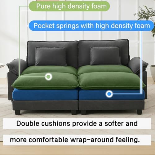 Oprisen 86" Modular Sectional Sofa, Comfy Deep Cloud Couch with Ottoman