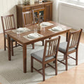 HOMCOM Wooden Dining Chairs Set of 4 with Slat Backrest, Farmhouse, Walnut
