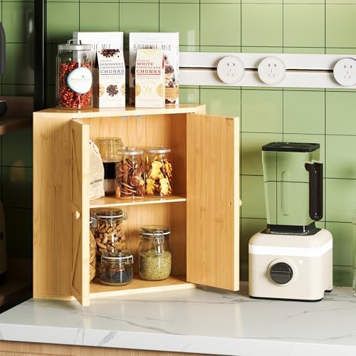 Trironsun Corner Bread Box for Kitchen Counter Double Layer Bamboo Bread Storage Container Large Capacity Bread Storage Bin Farmhouse Breadbox Organizer (Bamboo Natural)