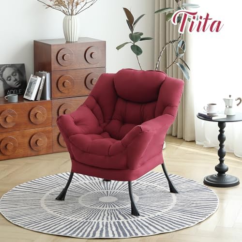 Tiita Lazy Chair for Adults, Comfy Reading Accent Chair, Red Single