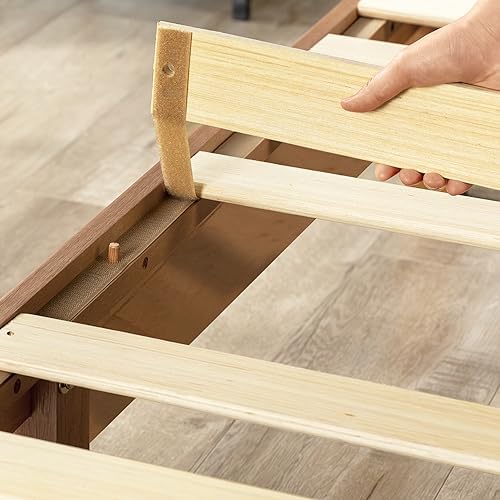 Mellow Naturalista Grand - 12 Inch Solid Wood Platform Bed with Wooden Slats - No Box Spring Needed - King (Natural Pine)