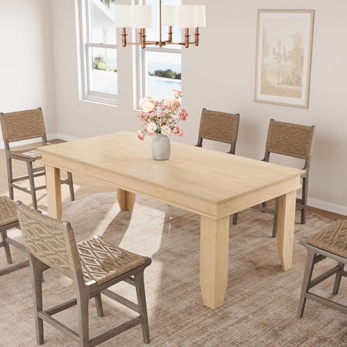 GarveeHome Farmhouse Dining Table for 6-8 People, 63" Long Kitchen Tables
