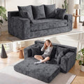 3 Seater Boneless Couch for Living Room, Convertible Sofa Bed in A Box, Folding Pull Out Couch with Comfy Corduroy, Loveseat Sleeper Floor Sofa with 5 Pillows, Velvet Fabric, Grey