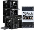 Stackable Wine Rack for Cabinet,12-Bottle Crate, Set of 3, Black