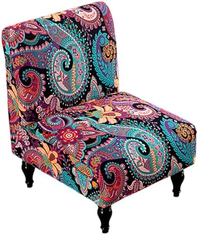 Eco-Ancheng Armless Chair Slipcover Removable Armless Accent Chairs Covers Washable Armless Slipper Chair Slipcover Printed Armless Chair Furniture Protector Covers for Living Dining Room Hotel