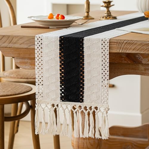 FEXIA Farmhouse Table Runner for Home Decor 12x72 Black Fall Home Decor