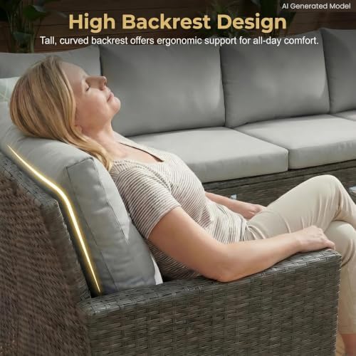 Wisteria Lane 7 Piece Patio Furniture Set, Patio Sectional for All Weather