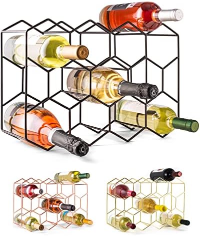 Gusto Nostro Countertop Wine Rack - 14 Bottle Freestanding Modern Black Metal Small - 3 Tier Tabletop Wine Holder Stand for Cabinet, Pantry - Wine Racks Countertop - No Assembly Required