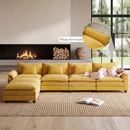 Oprisen 154" Modular Sectional Sofa, Comfy Deep Cloud Couch with Ottoman
