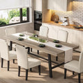 Garvee 87" Sturdy Dining Table, Wood Top Large Kitchen Table, Grey Walnut
