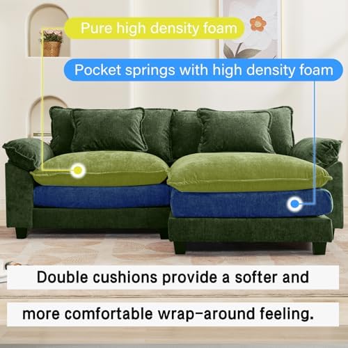 Oprisen 86" Modular Sectional Sofa, Comfy Deep Cloud Couch with Ottoman