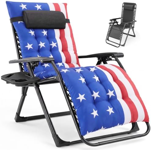NEWBULIG Zero Gravity Chair, Folding Patio Recliner with Cup Holder Trays
