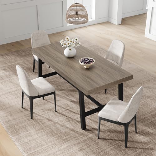 Garvee 63" Heavy Duty Kitchen Table, Modern Dining Table, Grey Walnut