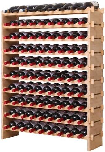 90 Bottle Stackable Storage Modular Wine Rack Cabinet Bamboo freestanding Floor Wine Holder Display Shelves