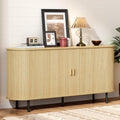 ONBRILL 63" Sideboard Buffet Cabinet, Sliding Door/Adjustable Shelf, Oak