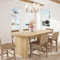 GarveeHome 63" Long Oval Dining Table with Wooden Base for 4-6 People