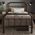 Allewie Twin Metal Bed Frame with Victorian Headboard, Antique Bronze