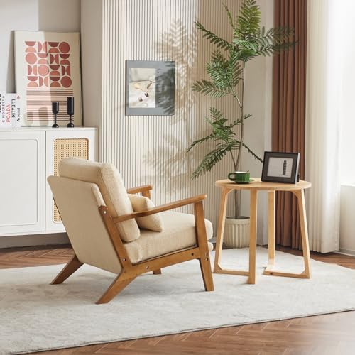 Karl home Mid-Century Lounge Accent Chair, Khaki