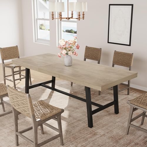 Garvee 63-83" Extendable Kitchen Table, Butterfly Dining Table, Grey