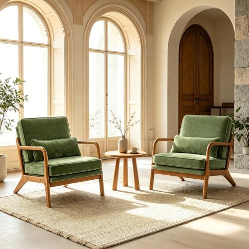 Karl home Mid-Century Modern Accent Reading Chair, Olive Green
