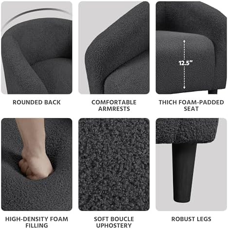 Yaheetech Compact Sherpa Accent Chairs Set of 2 for Small Spaces, Drak Gray