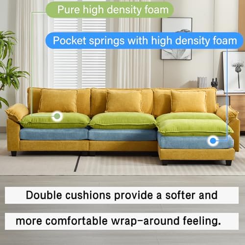 Oprisen 120" Modular Sectional Sofa, Comfy Deep Cloud Couch with Ottoman