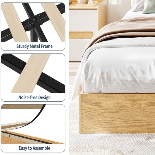 GarveeHome Wood Platform Bed Frame, Full Bed Frame Without Headboard