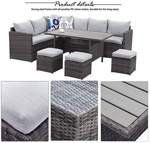 Wisteria Lane 7 Piece Patio Furniture Set, Patio Sectional for All Weather
