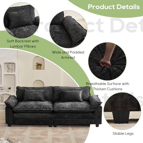Oprisen 86" Modular Sectional Sofa, Comfy Loveseat Deep Cloud Couch