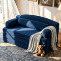 57” Convertible Sleeper Sofa Bed, Boneless Couch, Blue