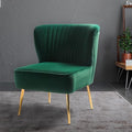 HULALA HOME Velvet Accent Chair, Modern Upholstered Cute Side Chair with Gold Metal Legs, Armless Wingback Slipper Chair Comfy Living Room Chair for Bedroom Guest Room Vanity,Green
