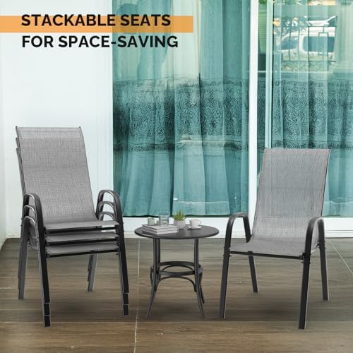 VINGLI Patio Chairs Set of 4, Silver Gray