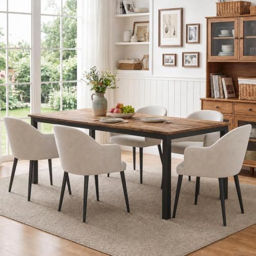 GarveeHome 71in Industrial Dining Table for 6 People