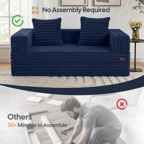 COMAX Boneless Futon Sofa Bed, 59" Small Low-Profile Floor Couch