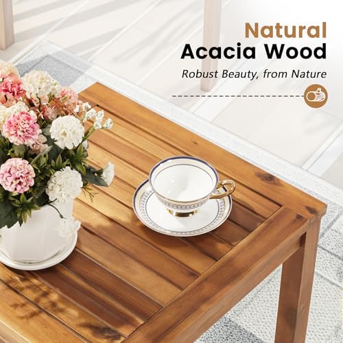 Flamaker 3 Pieces Porch Chairs Acacia Wood Balcony Furniture (Natural)