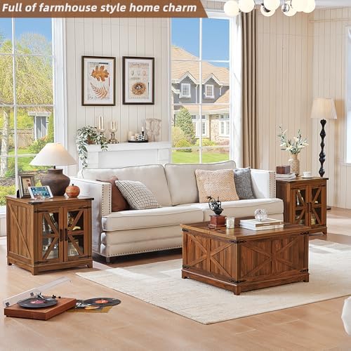 Joaxswe Farmhouse Coffee Table Set 2, End Table and Coffee Table