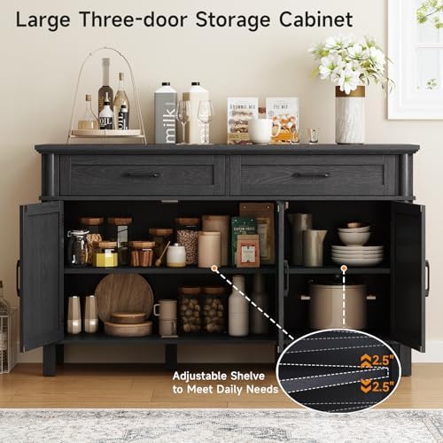 ONBRILL 55 Inch Buffet Cabinet with Storage, Black