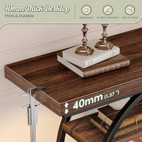 Huuger 41.3 Inch Entryway Table, Console Table with Shelves, Sofa Table