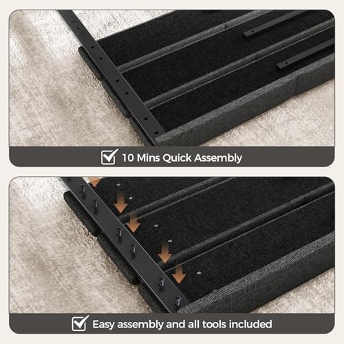 Full/Queen Size Upholstered Velvet Headboard, Adjustable Head Boards with LED Light & Charging Station, Bed Headboard Only, Attach Frame, Study & Comfortable, Ideal for Bedroom, Dorm, Black