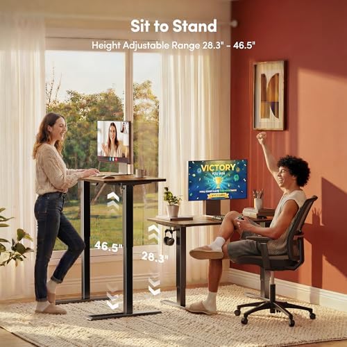 FEZIBO Standing Desk 55 × 24 Inch Electric Height Adjustable, Rustic Brown