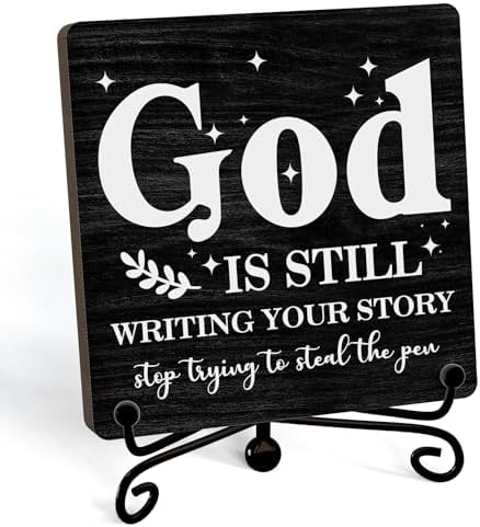 Home Decor, Farmhouse Shelf Decor For Living Room, Boho Aesthetic Table Decorations, Christian Gifts For Women Men, Entryway Tv Stand Fireplace Mantle Coffee Table Decoration (story-03)