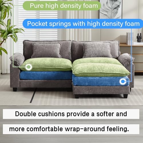 Oprisen 86" Modular Sectional Sofa, Comfy Deep Cloud Couch with Ottoman